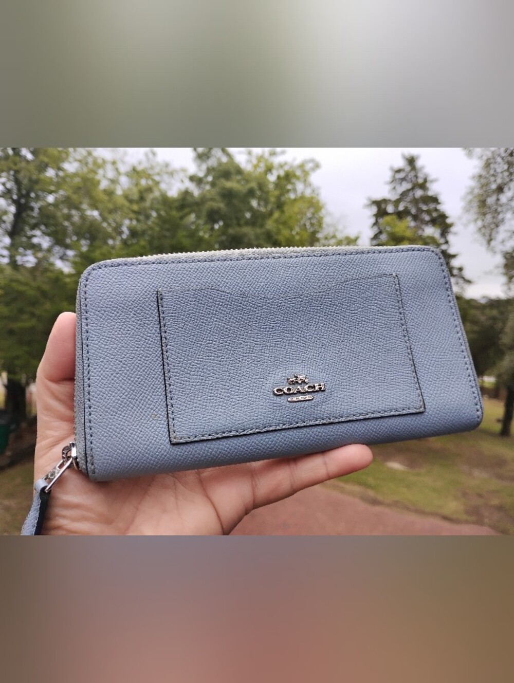 Coach Blue Leather Zip Wallet